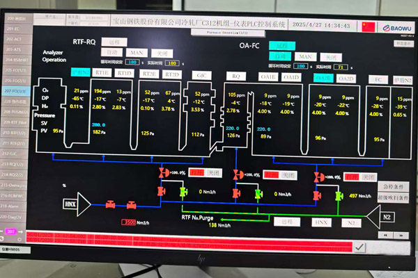 某鋼集團(tuán)--冷軋廠(chǎng)312機(jī)組氫、氧、露點(diǎn)分析控制系統(tǒng)
